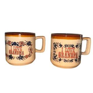 Vintage Grandpa & Grandma Ceramic Mugs